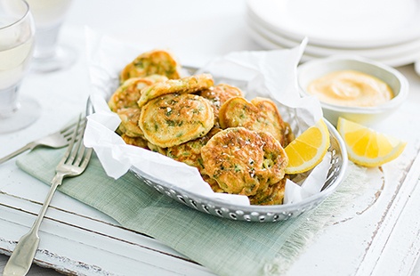 These tasty fritters make a delicious starter or snack and can be ready in a matter of minutes, leaving you time to rustle up some homemade garlic and smoked paprika mayonnaise, which is ideal for dipping