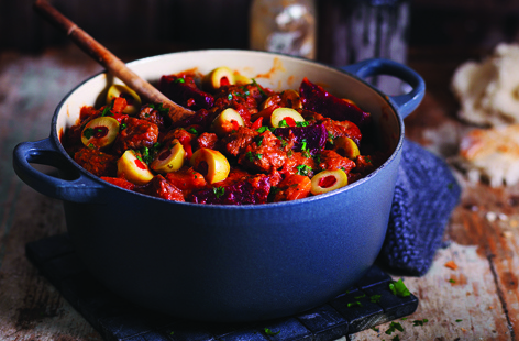 This ghoulishly good stew, complete with creepy eyeballs made from stuffed olives, is packed with succulent lamb and flavoured with chilli and paprika for a warming, spicy kick. The perfect Halloween recipe to tuck into after a night of trick or treating