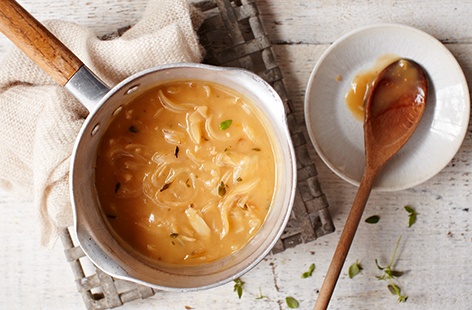 Our easy gravy recipe will pair perfectly with any roast meat – just leave out the meat juices for a vegetarian version