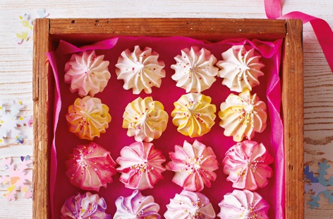 Kids will absolutely love helping to pipe these pretty meringues. These sweet treats are super easy to make and can be prepared up to one week ahead of gifting. Store them in an airtight container between layers of nonstick baking paper.