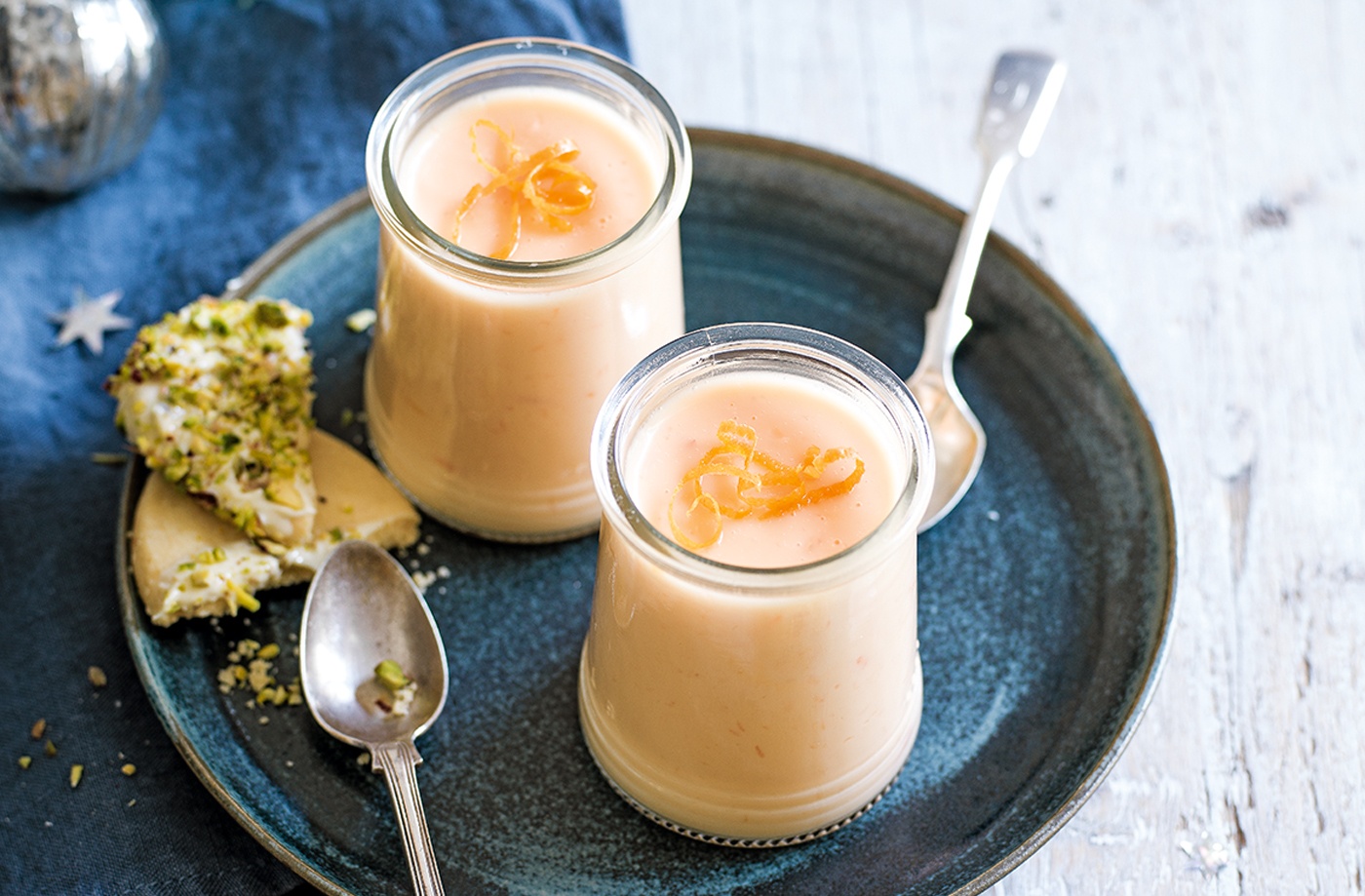 Grapefruit possets with pistachio shortbread recipe