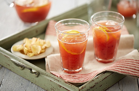 A refreshing fruity drink for all the family. You can make it alcoholic by adding peach schnapps or apricot brandy and sparkling wine.