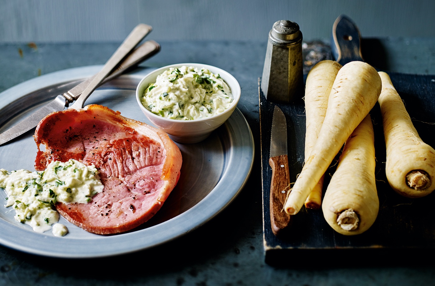 Parsnip and apple remoulade with gammon steaks recipe