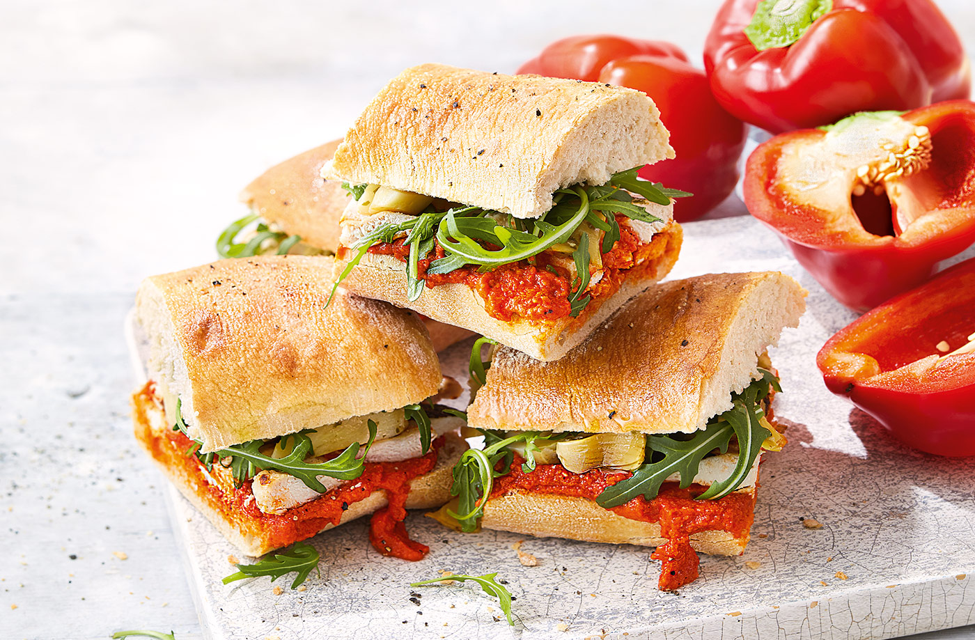 Chargrilled chicken and pepper sandwich recipe