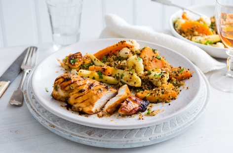 Packed with winter veg and served with wholesome quinoa, this scrumptious chicken recipe is packed with flavour and ready in under an hour
