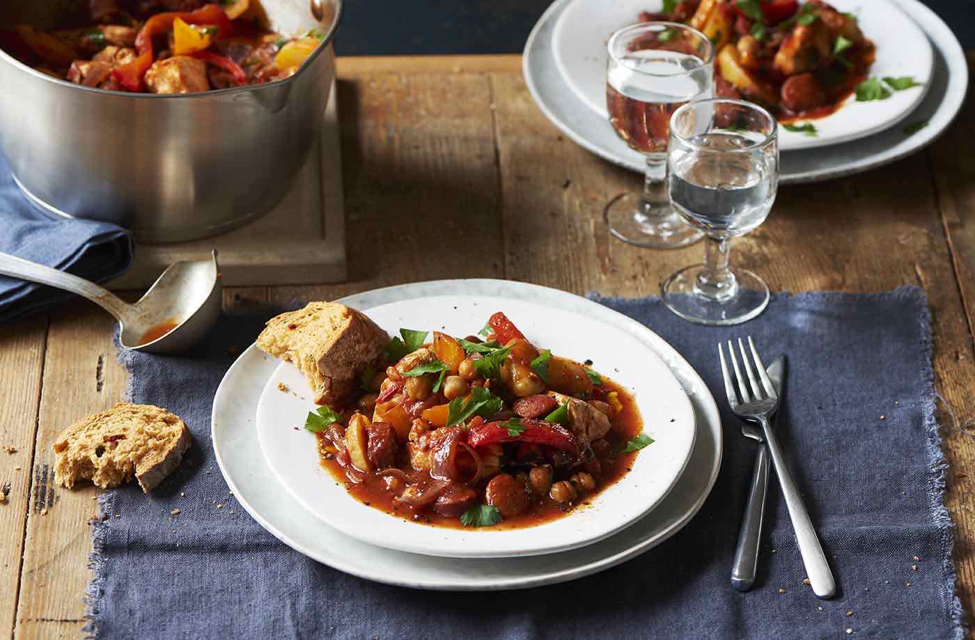 Chicken, chorizo and potato stew recipe