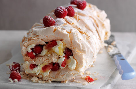 This showstopping dessert features light-as-air meringue and a gorgeous filling of cream, lemon curd and sweetly-tart berries. 