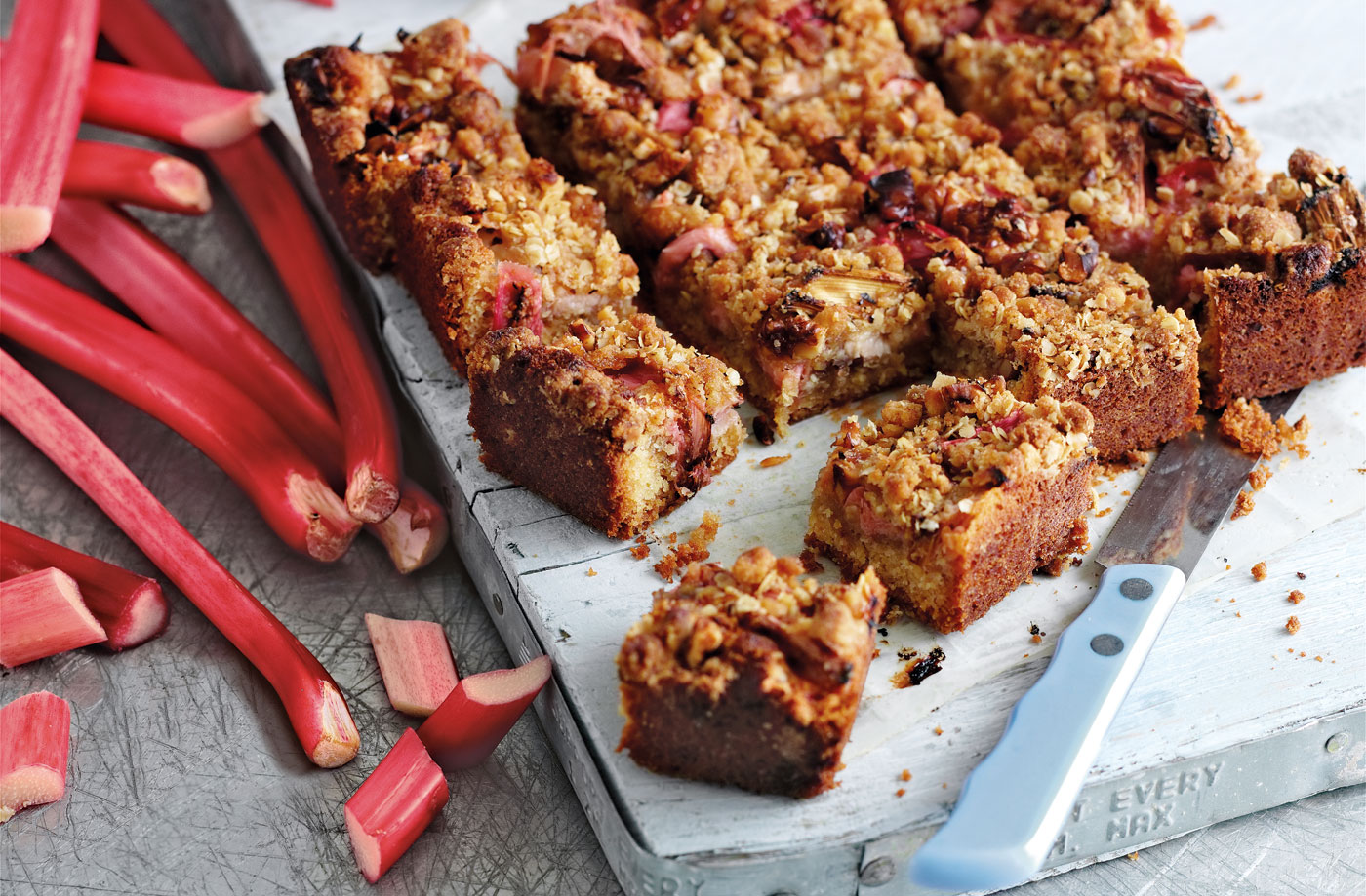 Rhubarb traybake recipe