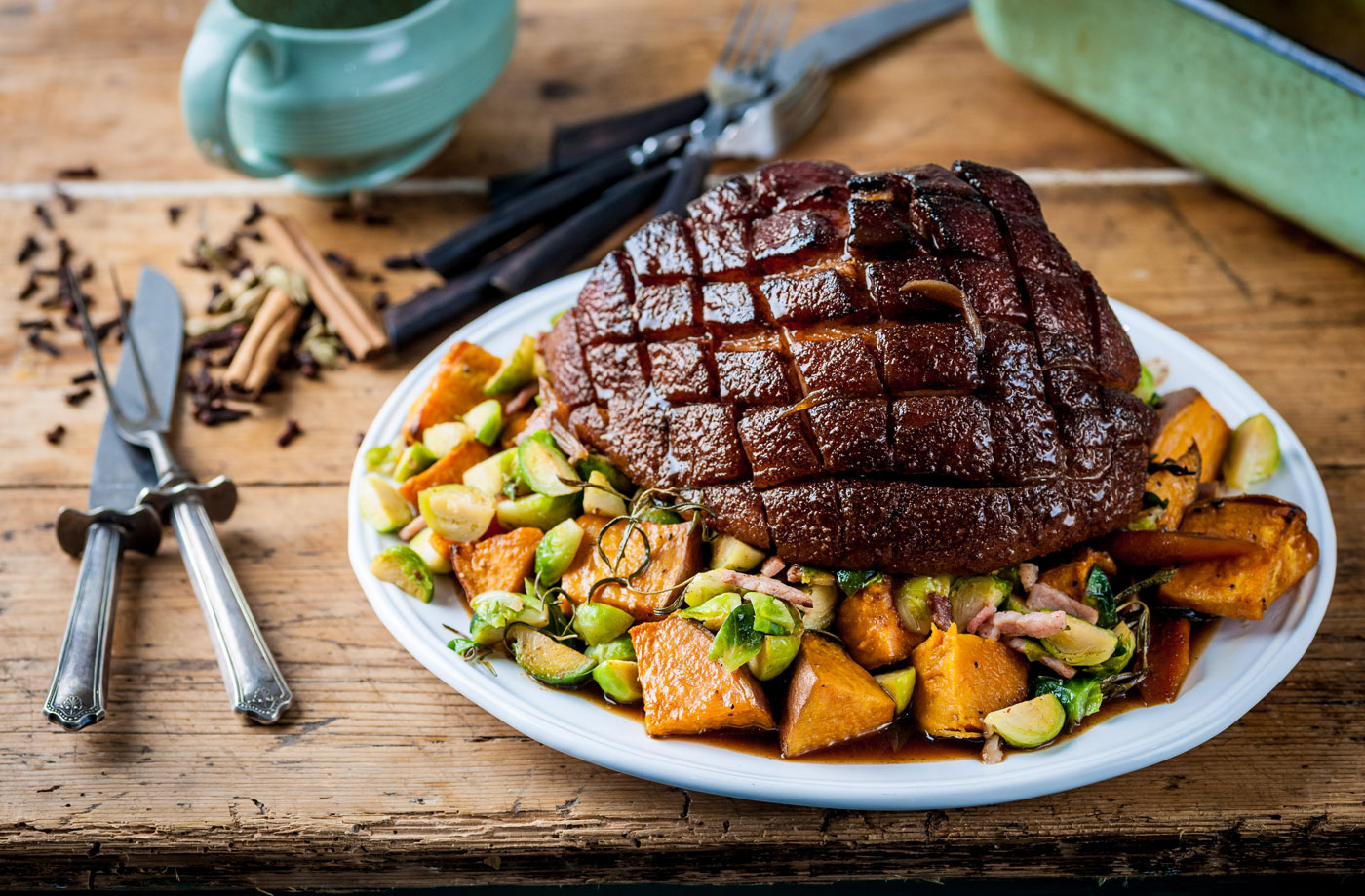 Graham Campbell's roast gammon with sweet potato roasties  recipe