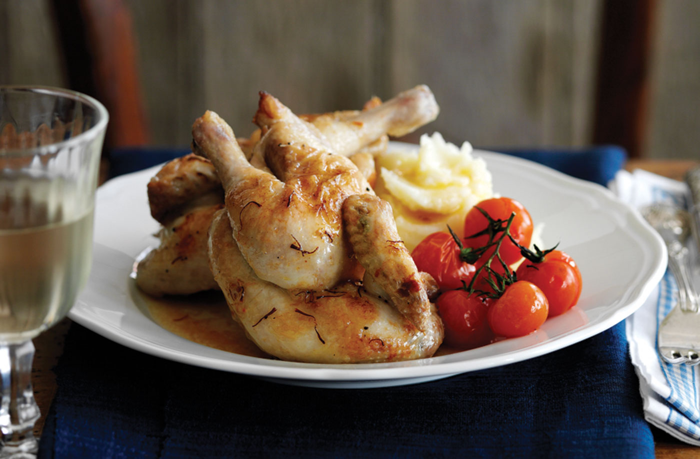 Roast poussin with saffron and mash recipe