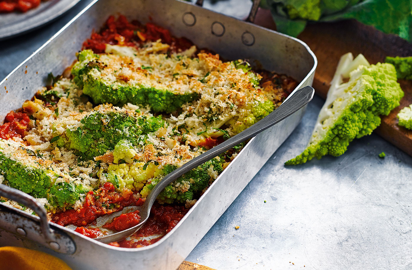 Romanesco cauliflower and tomato bake recipe