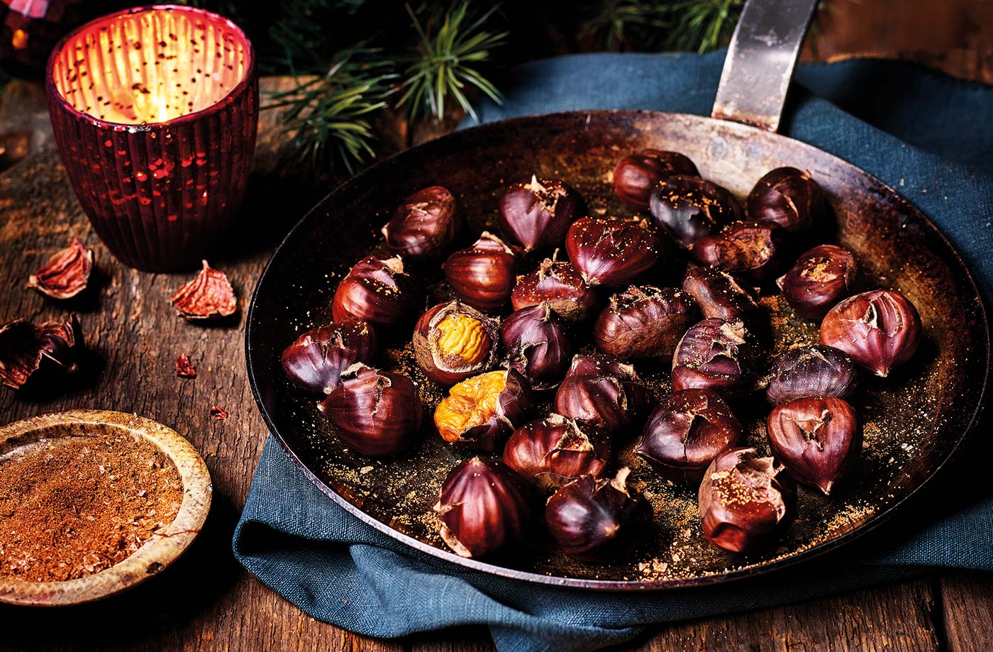 Roasted chestnuts with sugar and spice salt recipe