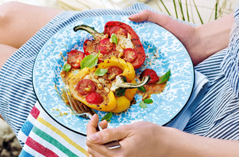 Roasted red pepper parcels recipe