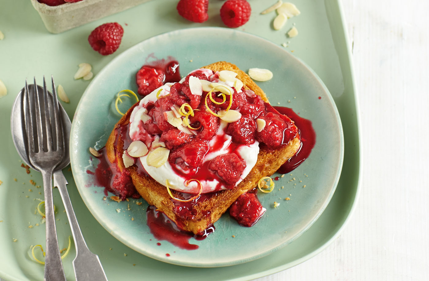 Roasted raspberries and ricotta on brioche recipe