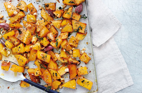 Enjoy this roasted swede with honey, thyme and hazelnuts as an accompaniment to a roast, or with simply grilled meat or fish