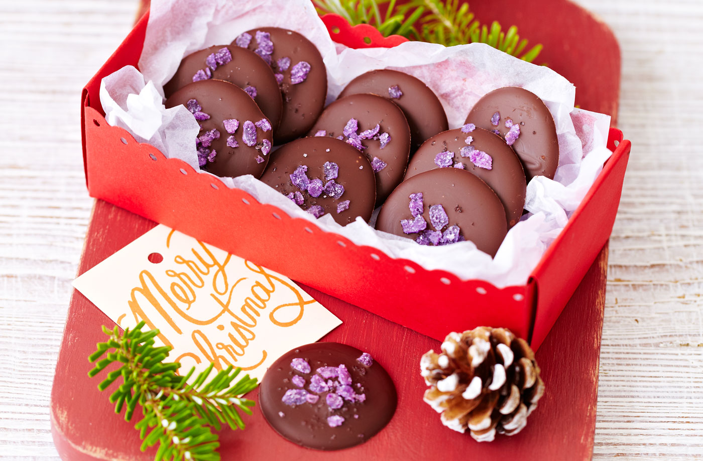 Rose and violet chocolate drops recipe