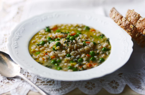 This warming winter dish is left to simmer for 25 minutes, to bring out all the sweet flavours of leek and fluff up the pearl barley - the result is a bowl of soup so comforting, you'll want it for lunch the next day too!