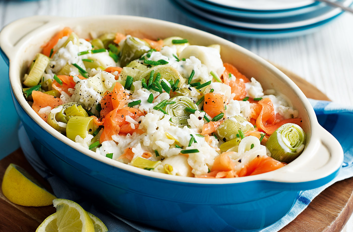 Salmon and leek risotto recipe