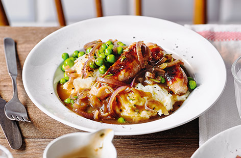 Try mashing parsnip and cauliflower for an upgraded version of classic bangers and mash that the whole family will love.