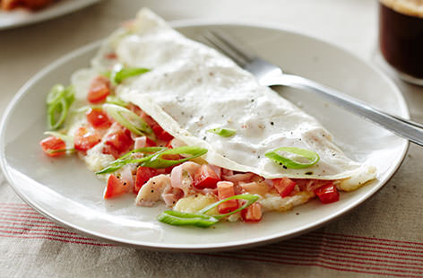 A twist on the classic omelette, this is full of protein thanks to the extra egg whites, and has fewer yolks to lower the cholesterol, fat and calories