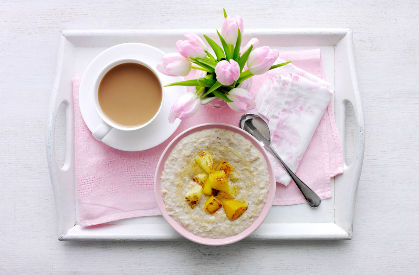 Slow-cooked coconut porridge with warm tropical fruit recipe