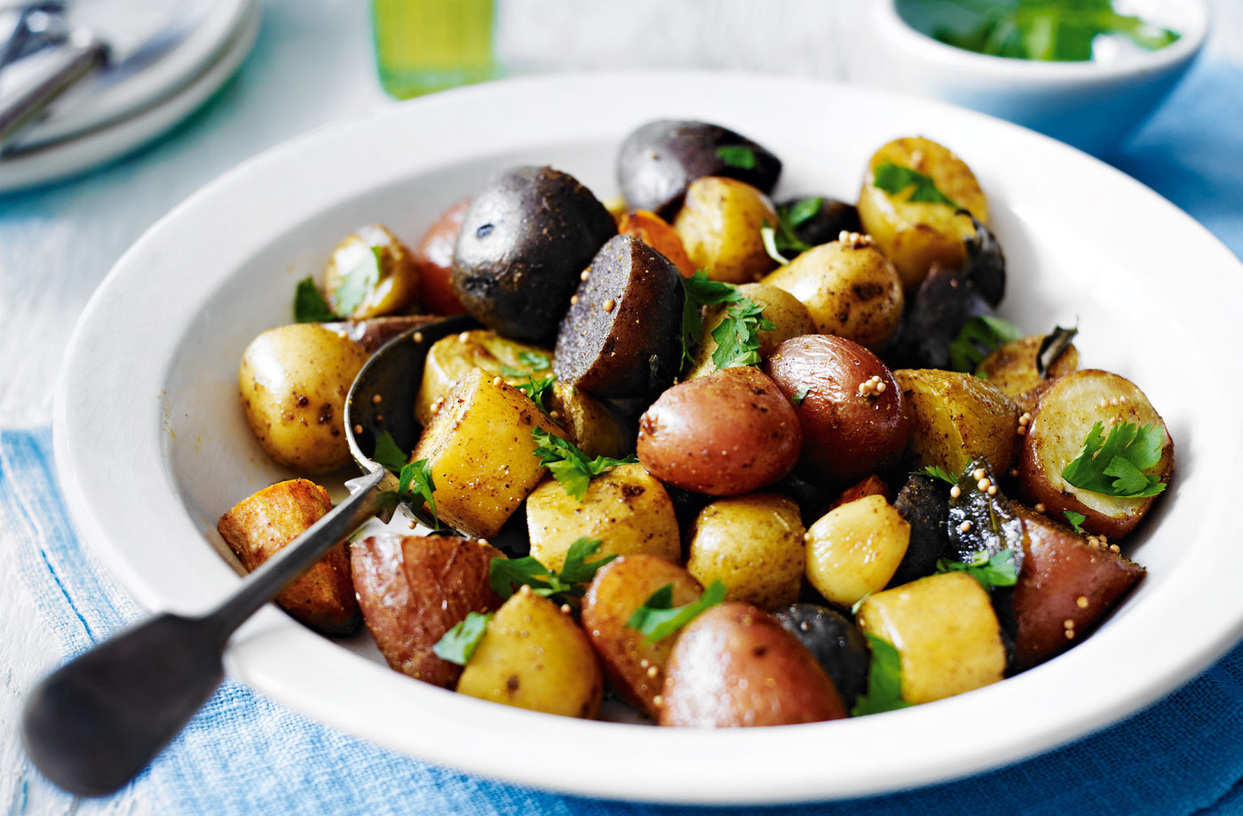 Spiced rainbow potatoes recipe