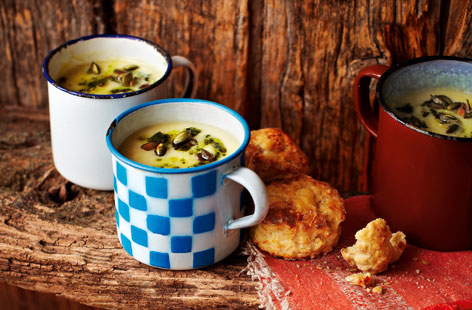 There aren't many things more comforting than a warming mug of creamy soup, and this spiced parsnip and pesto delight will not let you down