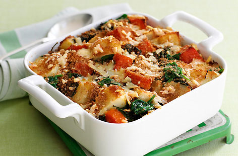 Spinach, potato and squash bake recipe