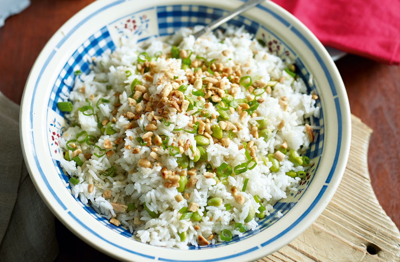 Spring onion and peanut fried rice recipe