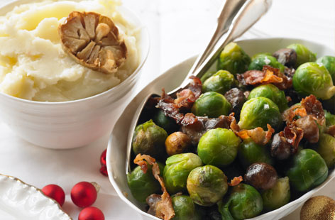 Brussels sprouts with sugared pancetta and chestnuts recipe