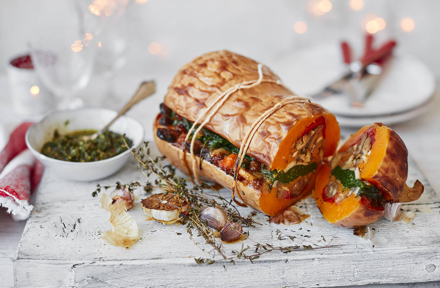 Stuffed roasted squash with pesto recipe