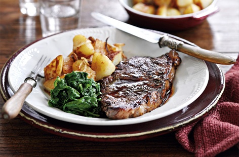 Tuck into a juicy piece of steak served with a rich, syrupy marinade of balsamic vinegar, rosemary and garlic