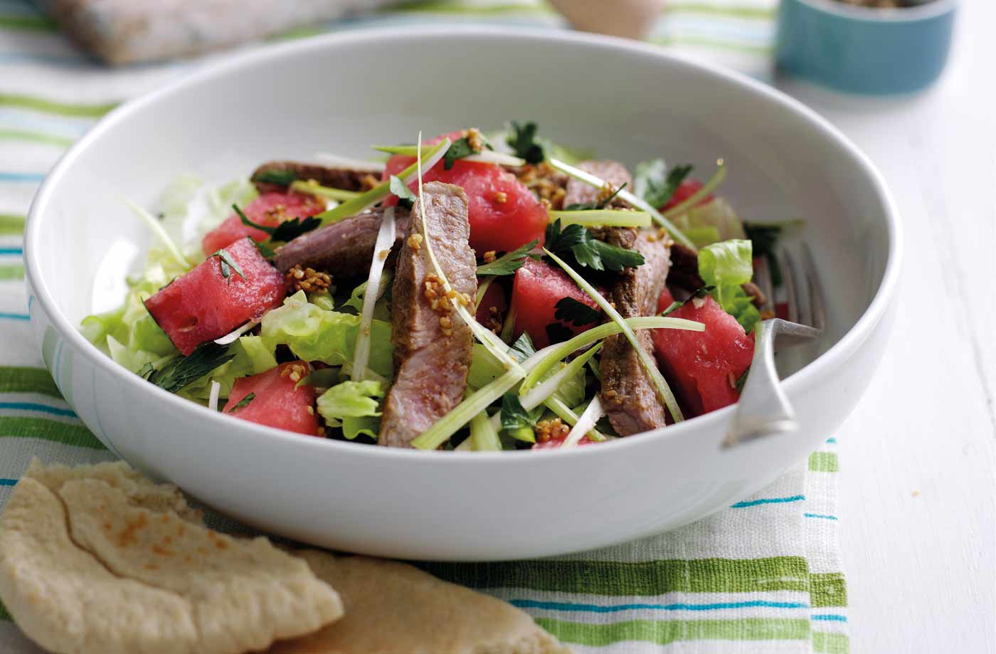 Sticky lamb, sesame and watermelon salad recipe