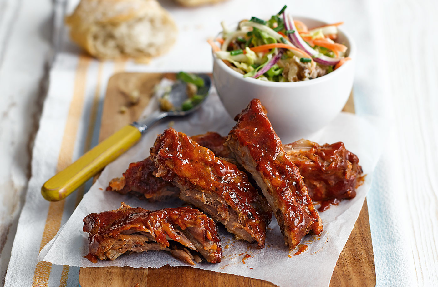 Sticky ribs with crunchy autumn coleslaw recipe