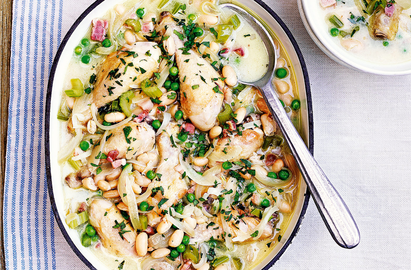 Summery chicken and pancetta stew recipe