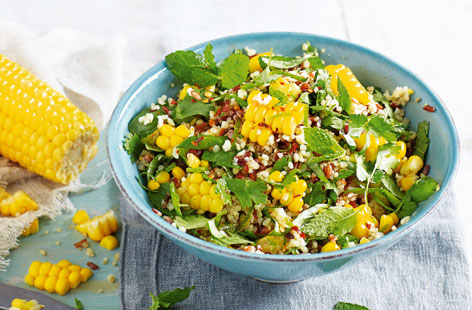 Packed with freshly cooked corn on the cob, bulgur wheat and vibrant herbs, this nourishing summer salad makes a delicious seasonal meal