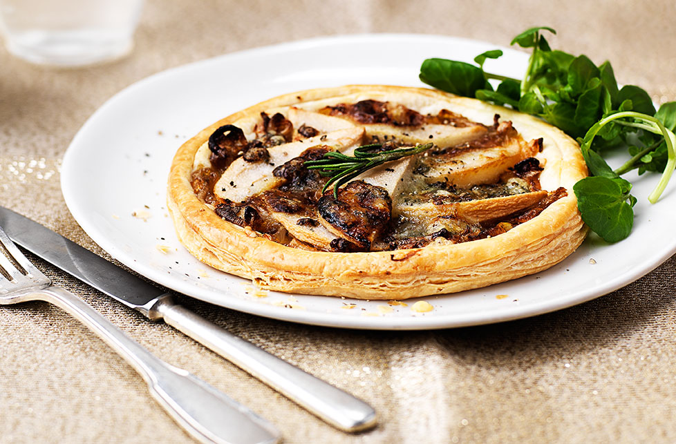 This recipe deliciously pairs buttery puff pastry with caramelised shallots, ripe pear, creamy Stilton and aromatic rosemary. It's an elegant Christmas starter that not only looks stunning but tastes delicious, too – the ideal way to kick off dinner