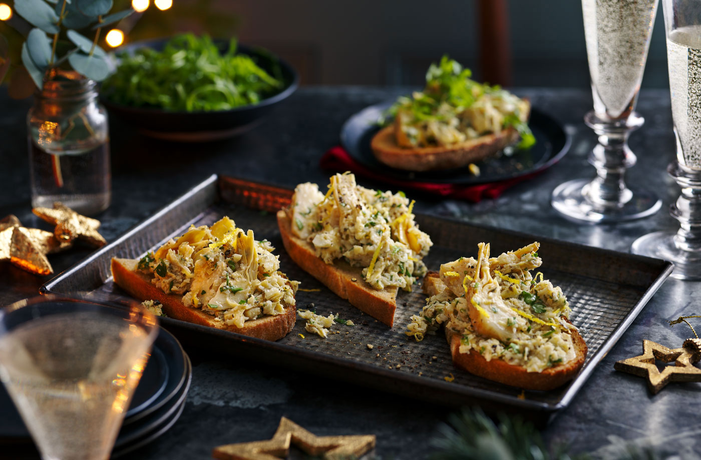Warm artichoke bruschetta recipe