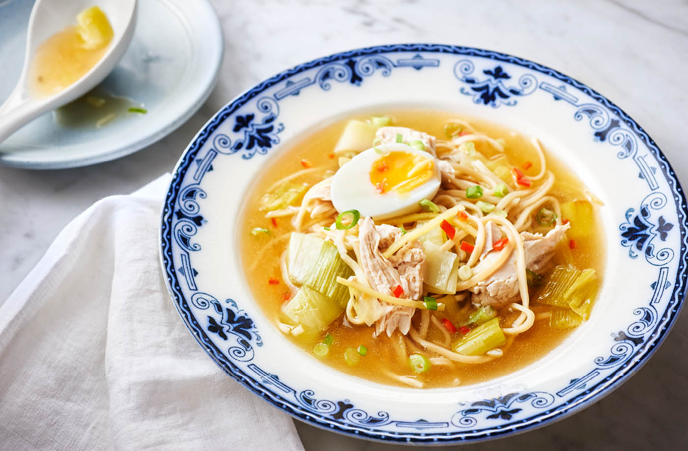 Chicken and leek noodle soup recipe