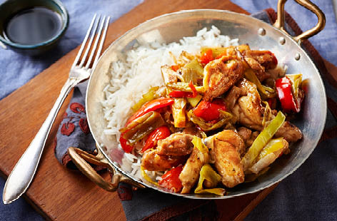 Tender chicken thighs meet with deliciously authentic Chinese flavours in this spicy stir-fry. Whats more, it can be rustled up in no time, making it the perfect no-frills weeknight meal.