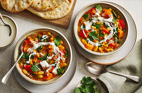 Chuck all the ingredients into the slow-cooker and get on with your day with this quick and delicious tikka masala-style bean recipe. If you’re feeding a crowd, simply double up the ingredients and freeze any leftovers for up to 3 months in an airtight container. 