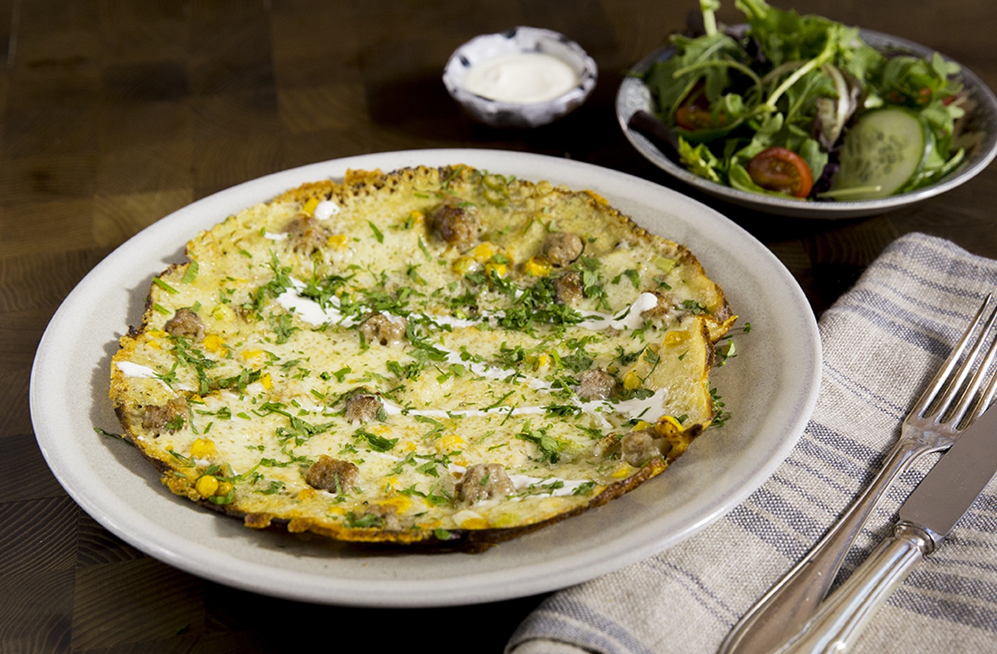 Dutch pancakes with sausages and sweetcorn recipe