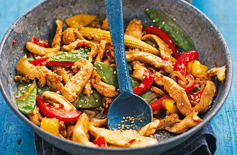 Serve up this chicken and veg stir-fry as a light, speedy main that's brimming with fiery flavour