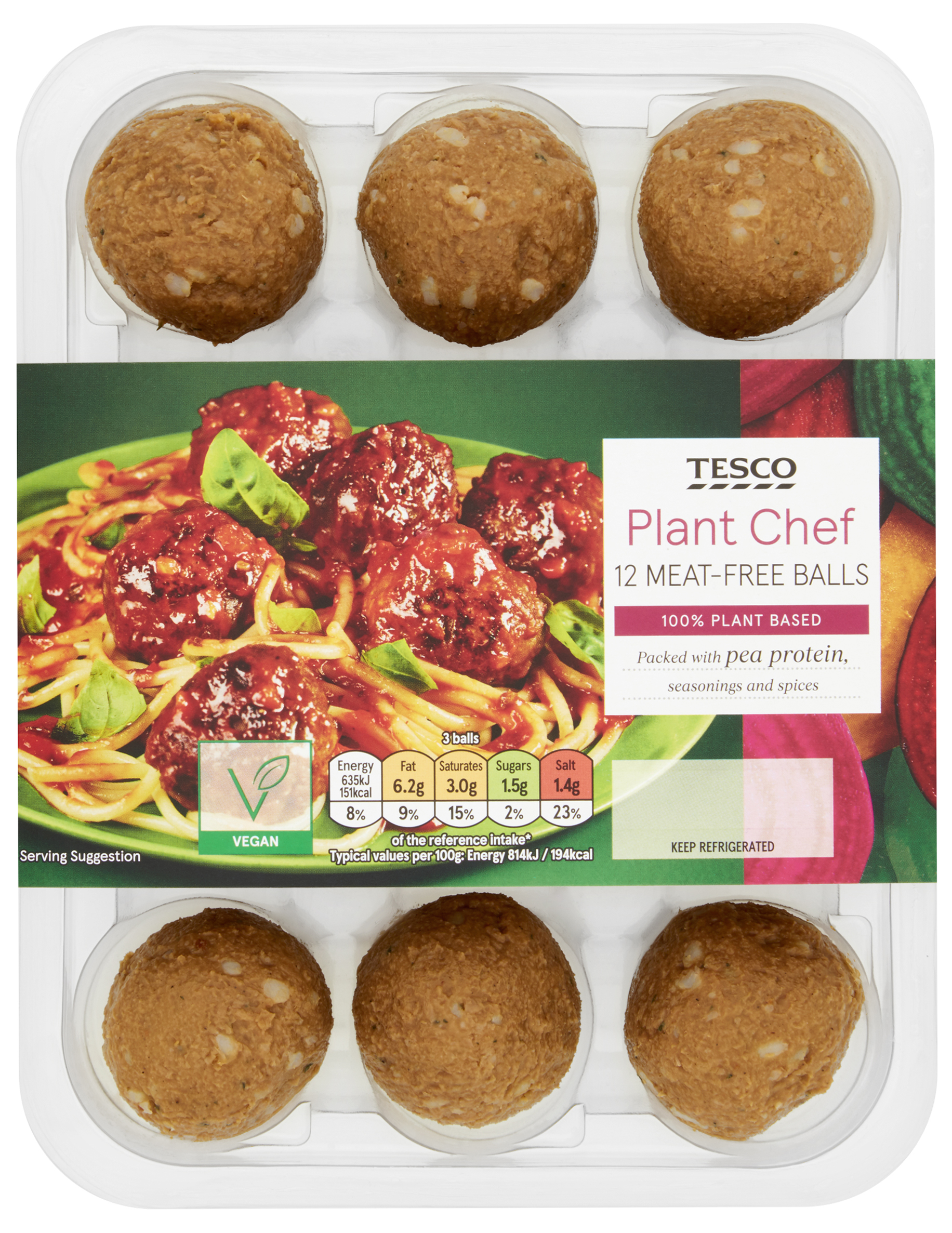 Tesco Plant Chef Meat-free BallsPacked with pea protein, seasonings and spices