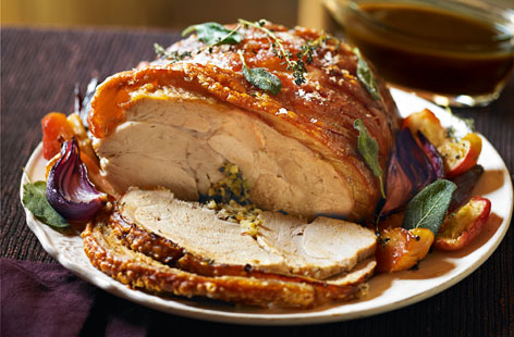 Roast pork with sticky apples recipe
