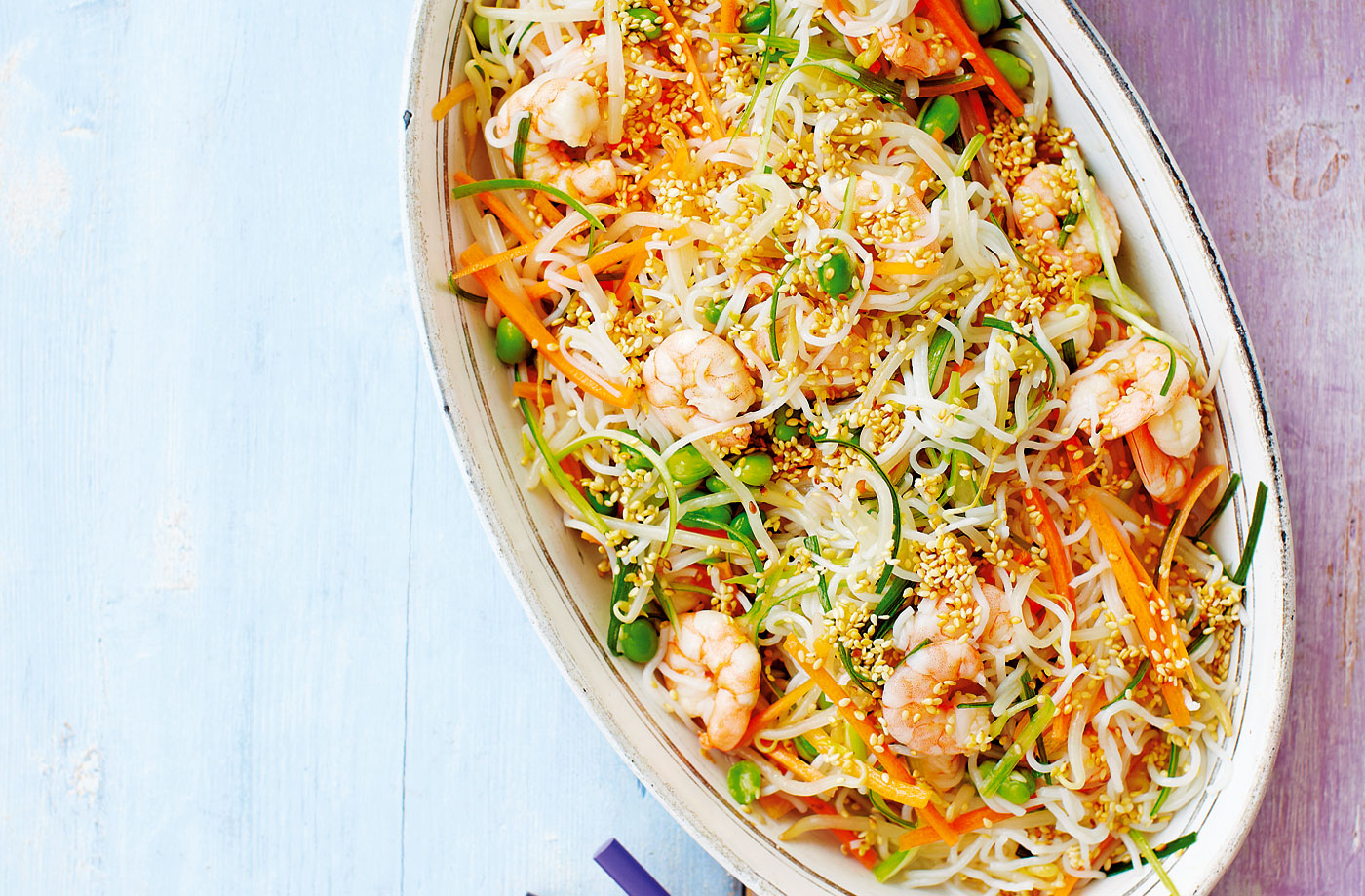 Rice noodle salad with quick kimchee recipe