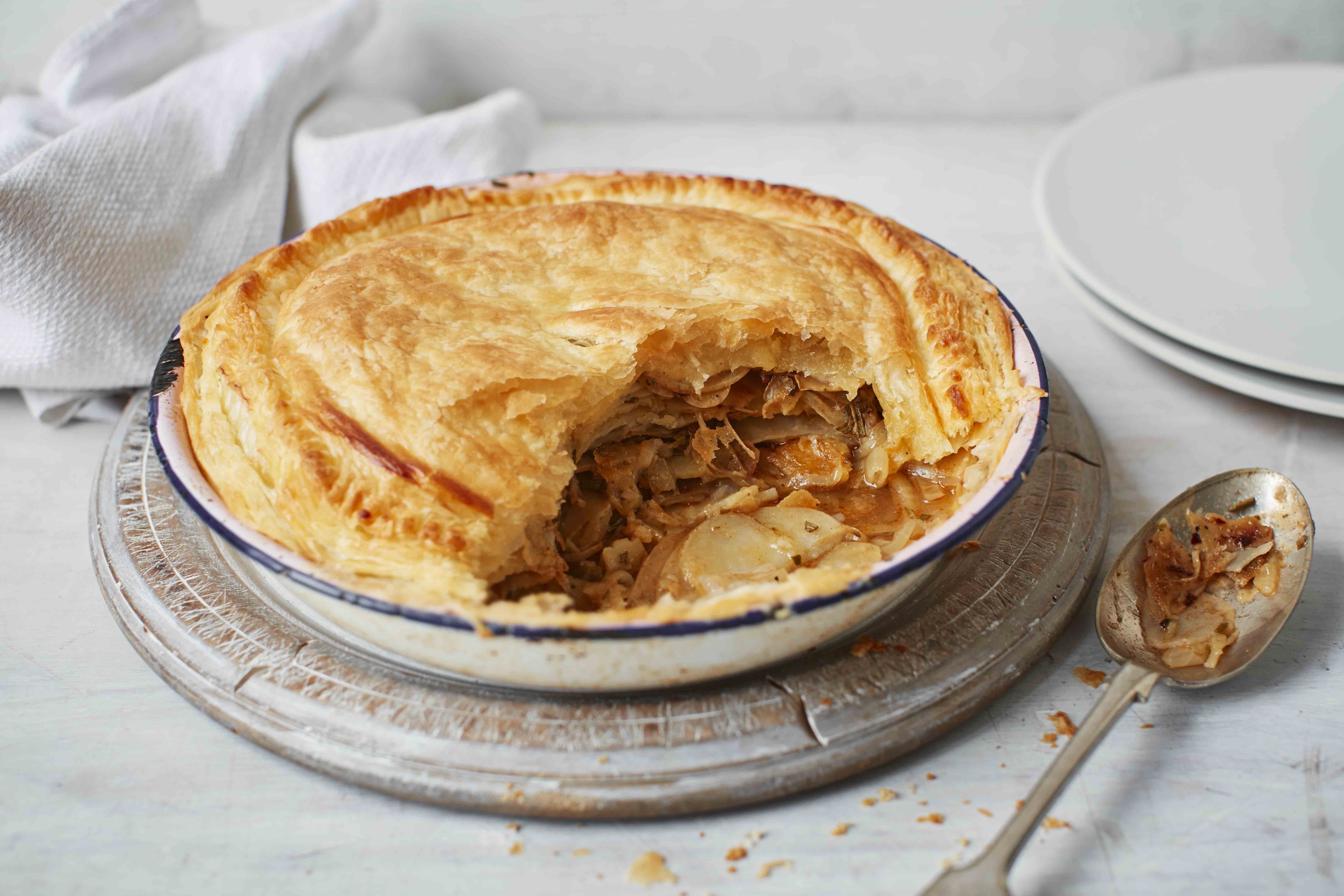Vegan potato, rosemary and onion pie recipe