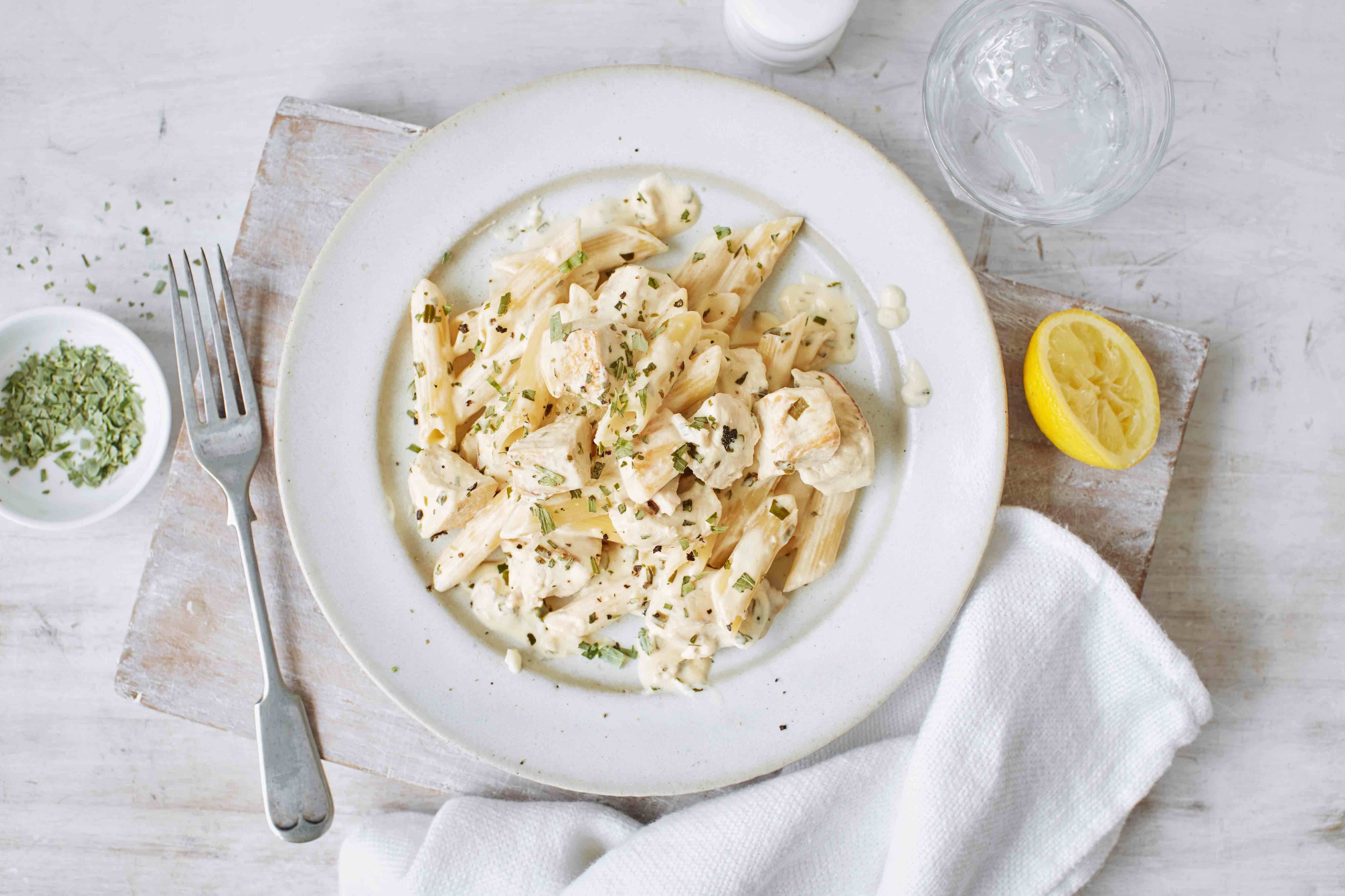 Chicken, crème fraîche and tarragon pasta recipe