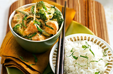 Salmon is lovely with Thai flavours. Cook it in the ginger, garlic, lemongrass and curry paste sauce, along with the coconut milk, broccoli and green beans to really make the most of the flavours. Lime and basil add even more punch.