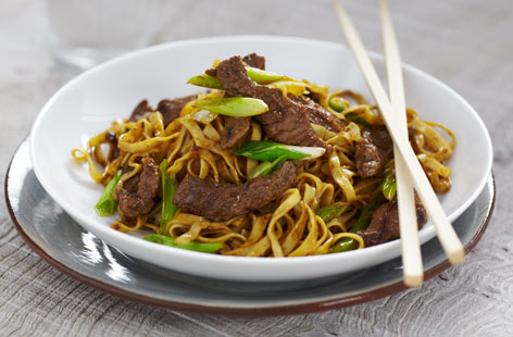 Make this beef and black bean chow mein for an easy Chinese dinner. Crispy soy-marinated beef, fresh spring onions and egg noodles in a glossy black bean sauce combine for an speedy 30-min meal.